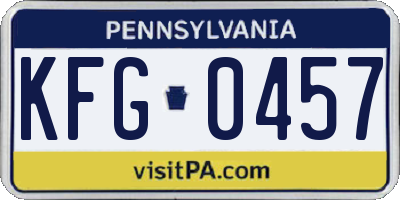 PA license plate KFG0457