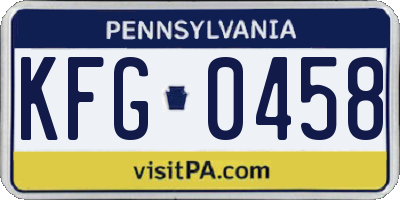 PA license plate KFG0458