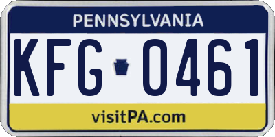 PA license plate KFG0461