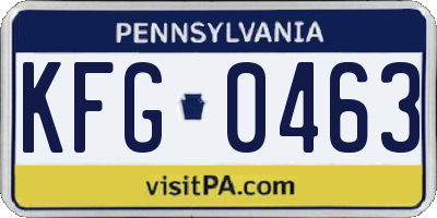 PA license plate KFG0463