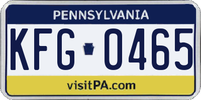 PA license plate KFG0465