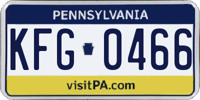 PA license plate KFG0466
