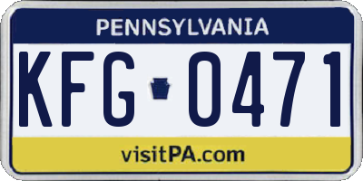 PA license plate KFG0471
