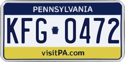 PA license plate KFG0472