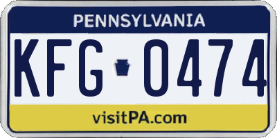 PA license plate KFG0474