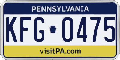 PA license plate KFG0475