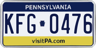 PA license plate KFG0476