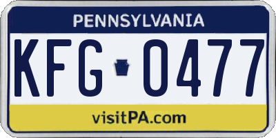 PA license plate KFG0477