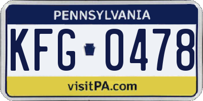 PA license plate KFG0478
