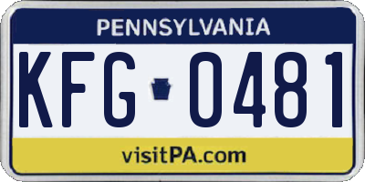 PA license plate KFG0481