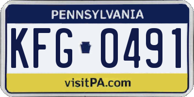 PA license plate KFG0491