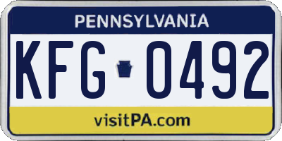 PA license plate KFG0492