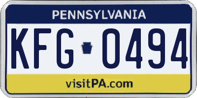 PA license plate KFG0494
