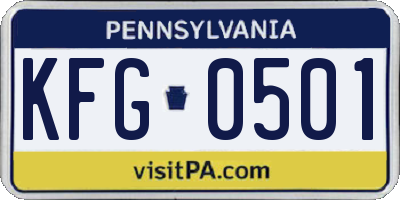 PA license plate KFG0501