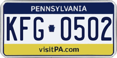 PA license plate KFG0502