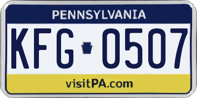 PA license plate KFG0507
