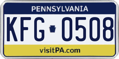 PA license plate KFG0508
