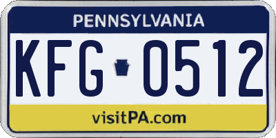 PA license plate KFG0512