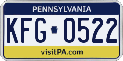 PA license plate KFG0522