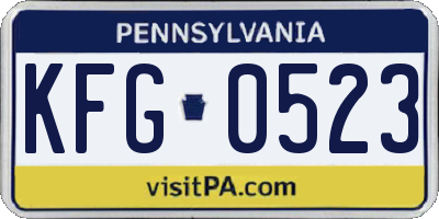 PA license plate KFG0523