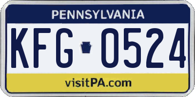 PA license plate KFG0524