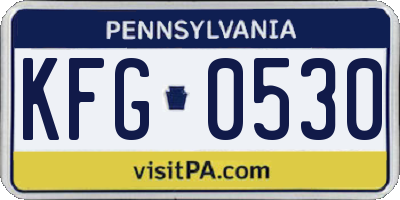 PA license plate KFG0530