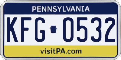 PA license plate KFG0532