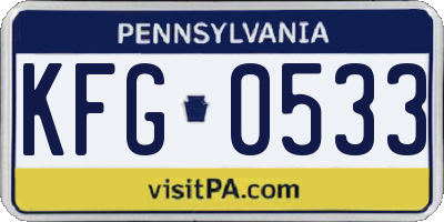 PA license plate KFG0533