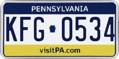 PA license plate KFG0534