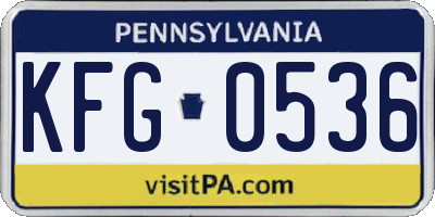 PA license plate KFG0536