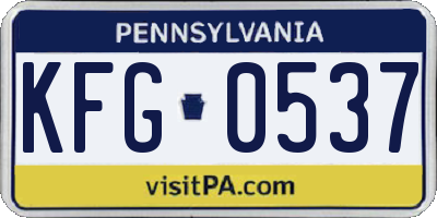 PA license plate KFG0537