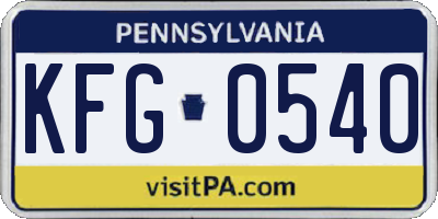 PA license plate KFG0540