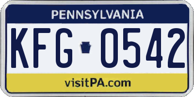 PA license plate KFG0542