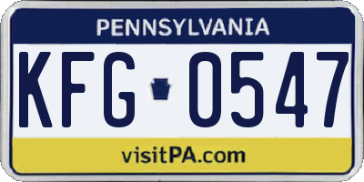 PA license plate KFG0547