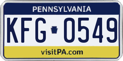 PA license plate KFG0549