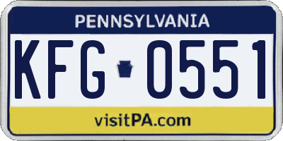 PA license plate KFG0551