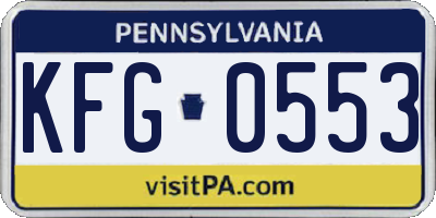 PA license plate KFG0553