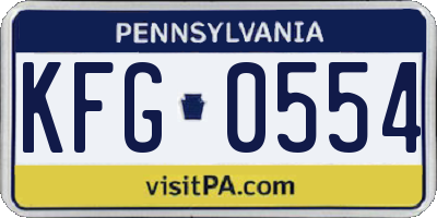PA license plate KFG0554