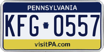 PA license plate KFG0557