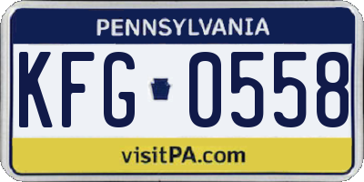 PA license plate KFG0558