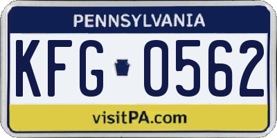 PA license plate KFG0562