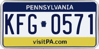 PA license plate KFG0571