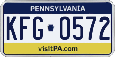 PA license plate KFG0572
