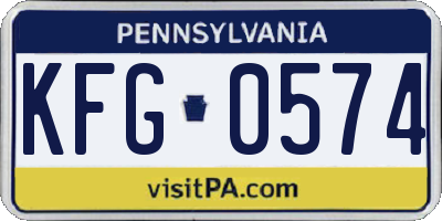 PA license plate KFG0574