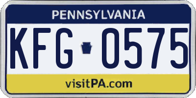 PA license plate KFG0575