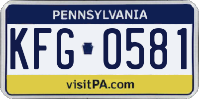 PA license plate KFG0581