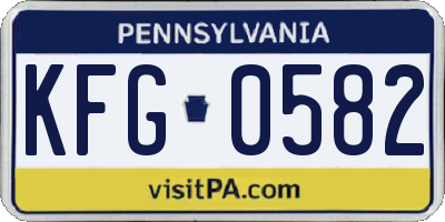 PA license plate KFG0582