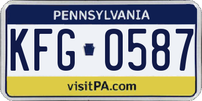 PA license plate KFG0587
