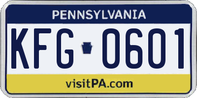 PA license plate KFG0601