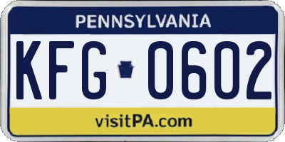 PA license plate KFG0602